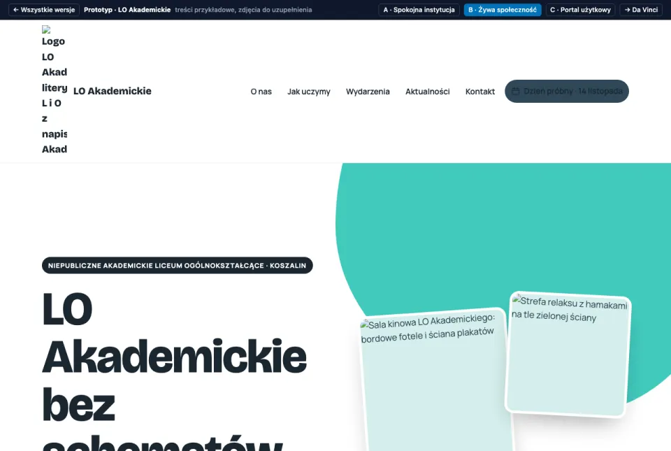 Miniatura prototypu LO Akademickie, kierunek B