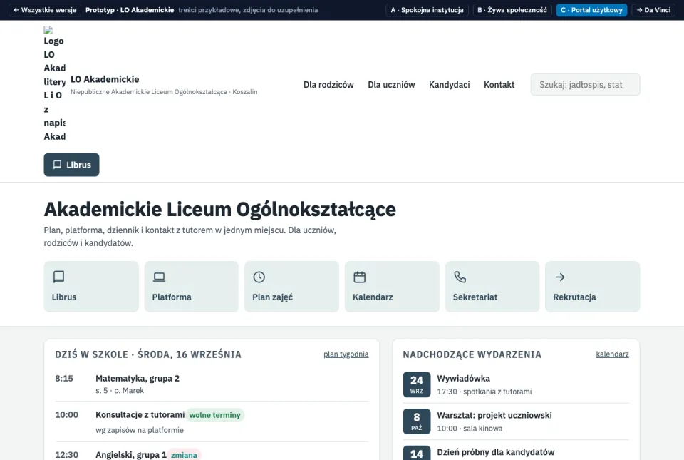 Miniatura prototypu LO Akademickie, kierunek C